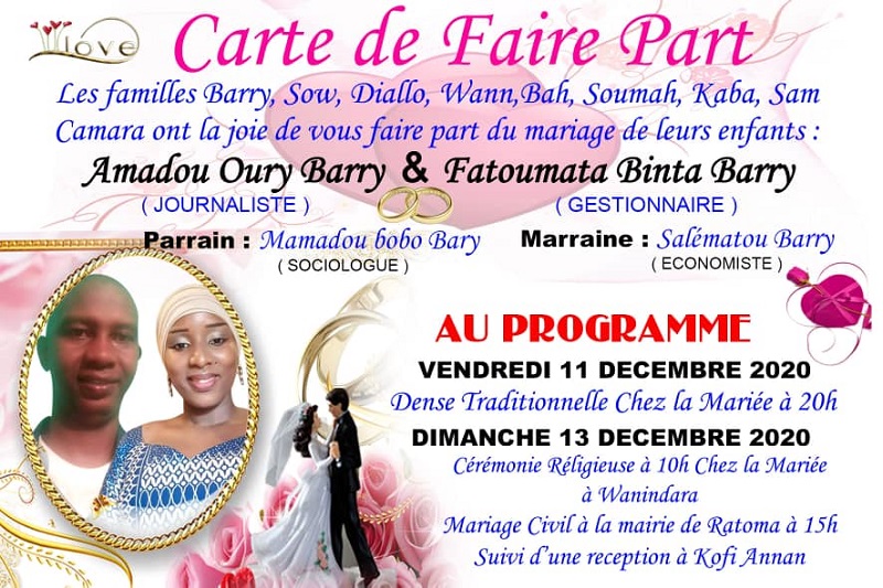 Carnet rose: Amadou Oury Barry (AOB) se marie
