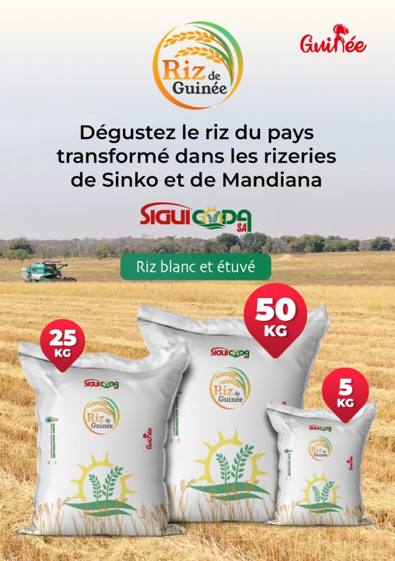 Pour la phase pilote de transformation du riz du pays dans les rizeries de Sinko (Beyla) et Mandina, SIGUICODA SA dispose, d’un stock de “RIZ DE GUINÉE” à Conakry. Elle cherche des grossistes pour la vente de 140 tonnes dans les communes de Conakry. Cette quantité pourrait être augmentée en fonction de la demande. L’objectif de ce partenariat est de faciliter la disponibilité de ce nouveau produit sur le marché tout en garantissant le respect des prix fixés. Les grossistes intéressés doivent faire leurs offres incluant : Le prix grossiste proposé pour l’achat du riz de Guinée avec SIGUICODA SA. La stratégie de distribution : un plan détaillé de distribution visant à assurer une couverture dans les communes de Conakry, avec un engagement ferme à respecter le prix de vente officiel indiqué dans le communiqué Le grossiste doit s’engager à respecter et promouvoir le prix de vente officiel tout au long de la chaîne de distribution. Soumission des Offres : Les offres doivent être déposées dans les locaux de SIGUICODA SA sis à Nongo près de l’université Kofi Annan ou envoyées à l’adresse suivante : ssene@siguicoda.com au plus tard le 27 août 2024. Pour toute demande d’informations supplémentaires ou de clarifications, les intéressés peuvent contacter SIGUICODA SA par téléphone au 611 428 715.